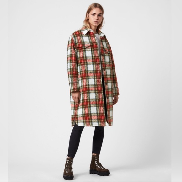 All Saints Jackets & Blazers - NWT AllSaints Nia Wool Blend Check Coat size 10